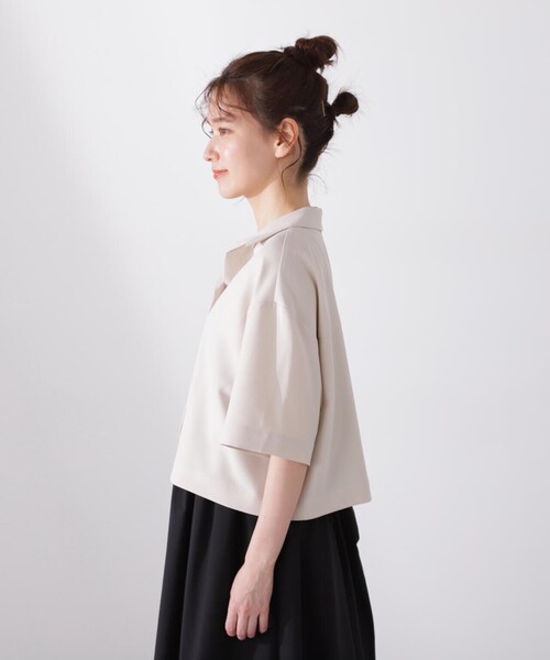 N.(N. Natural Beauty Basic)(エヌエヌナチュラルビューティーベーシック)の「◆クロップドゆる開襟シャツ(シャツ/ブラウス・レディース・ベージュ/チャコールグレー・MEDIUM)」の20枚目の写真