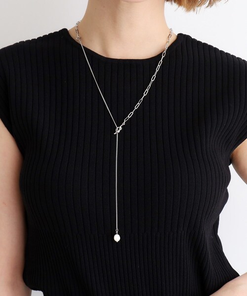 grove(グローブ)の「◆淡水パールデザインチェーンY字ネックレス(ネックレス・レディース・シルバー/ゴールド・00)」の5枚目の写真