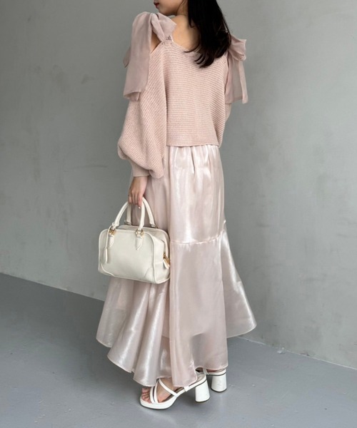 one after another NICE CLAUP（ワンアフターアナザーナイスクラップ）の「マルチウェイニットセットワンピース（ワンピース・レディース・サックスブルー/ピンクベージュ/オフホワイト・FREE）」の7枚目の写真