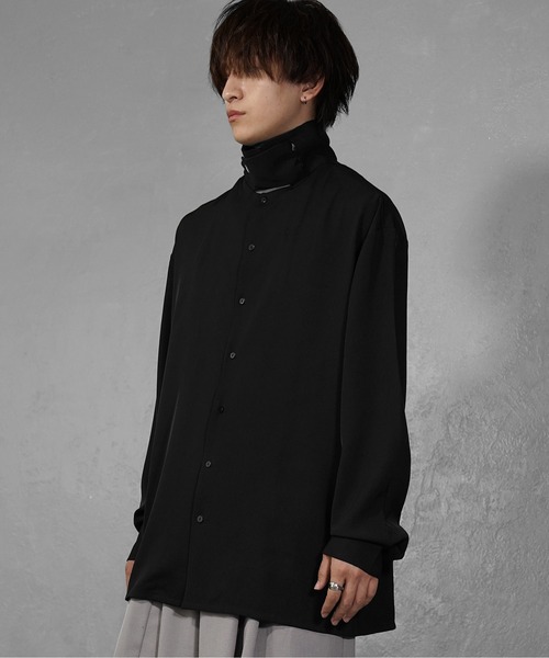 バリエーションボータイシャツ ブラック 洗える】ソフトジョーゼット ボウタイブラウス（シャツ・ブラウス