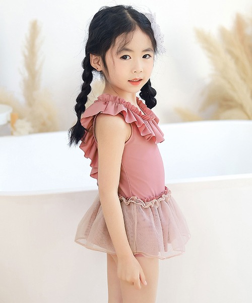 OSYAREVO（オシャレボ）の「キッズ ギャザーフリル バックシャン ワンピース水着（水着・キッズ・ピンク/ブルー・90/100/110/120/130/140）」の17枚目の写真