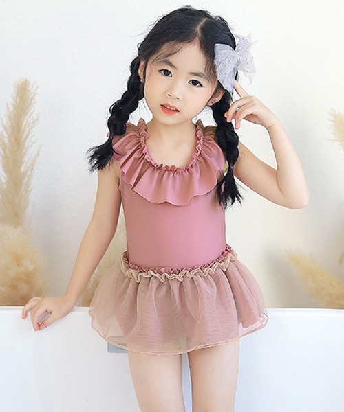 OSYAREVO（オシャレボ）の「キッズ ギャザーフリル バックシャン ワンピース水着（水着・キッズ・ピンク/ブルー・90/100/110/120/130/140）」の13枚目の写真