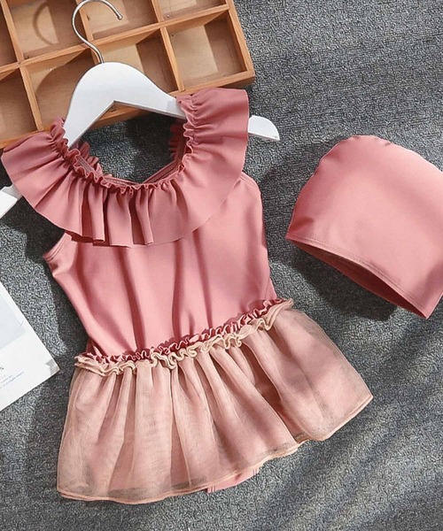 OSYAREVO（オシャレボ）の「キッズ ギャザーフリル バックシャン ワンピース水着（水着・キッズ・ピンク/ブルー・90/100/110/120/130/140）」の19枚目の写真