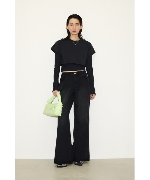 THROW by SLY(スローバイスライ)の「THROW L/W LOOSE LEG PT-E ローウエスト ルーズ レッグ パンツ イー(デニムパンツ・レディース・ブラック・0/1)」の3枚目の写真