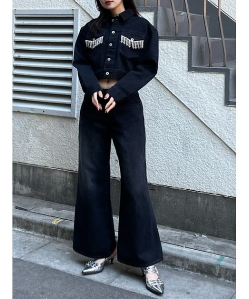 THROW by SLY(スローバイスライ)の「THROW L/W LOOSE LEG PT-E ローウエスト ルーズ レッグ パンツ イー(デニムパンツ・レディース・ブラック・0/1)」の14枚目の写真