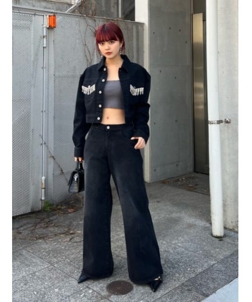 THROW by SLY(スローバイスライ)の「THROW L/W LOOSE LEG PT-E ローウエスト ルーズ レッグ パンツ イー(デニムパンツ・レディース・ブラック・0/1)」の12枚目の写真
