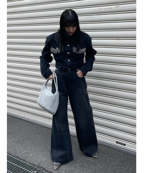 THROW by SLY(スローバイスライ)の「THROW L/W LOOSE LEG PT-E ローウエスト ルーズ レッグ パンツ イー(デニムパンツ・レディース・ブラック・0/1)」の16枚目の写真