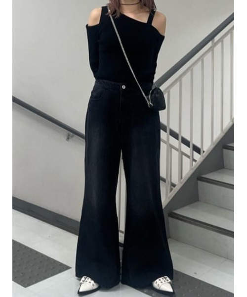THROW by SLY(スローバイスライ)の「THROW L/W LOOSE LEG PT-E ローウエスト ルーズ レッグ パンツ イー(デニムパンツ・レディース・ブラック・0/1)」の19枚目の写真