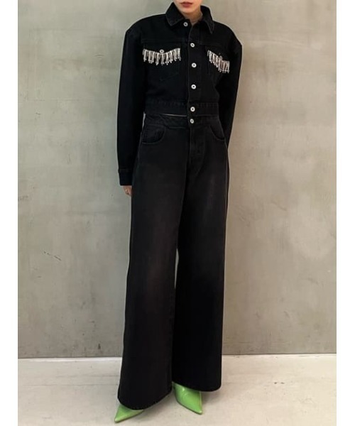 THROW by SLY(スローバイスライ)の「THROW L/W LOOSE LEG PT-E ローウエスト ルーズ レッグ パンツ イー(デニムパンツ・レディース・ブラック・0/1)」の20枚目の写真