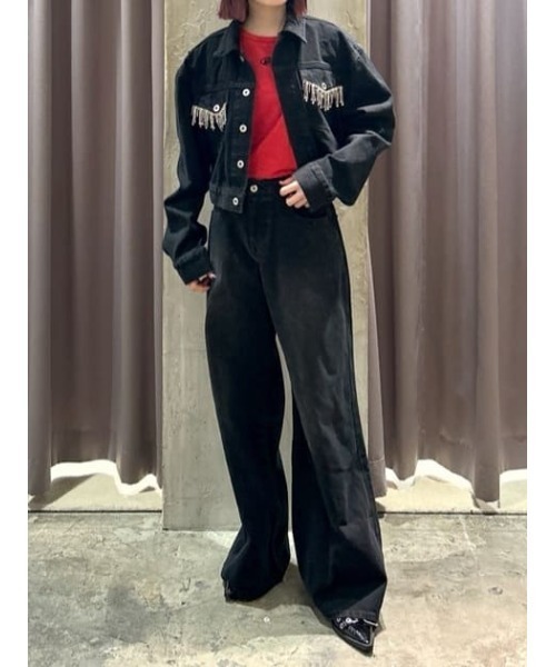 THROW by SLY(スローバイスライ)の「THROW L/W LOOSE LEG PT-E ローウエスト ルーズ レッグ パンツ イー(デニムパンツ・レディース・ブラック・0/1)」の17枚目の写真