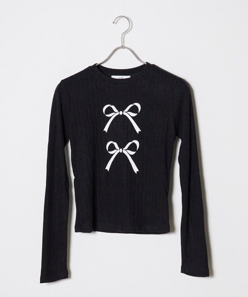 Chick(チック)の「▲Ribbon Ribbed Knit / リボンリブニットトップス(ニット/セーター・レディース・ブラック/ベージュ/グレー・FREE)」の11枚目の写真