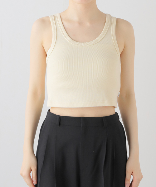 ROLLA'S(ローラス)の「ROLLA'S HEAVY RIB TONI CROP R34T00(タンクトップ・レディース・ブラック/ホワイト/イエロー・SMALL)」の3枚目の写真