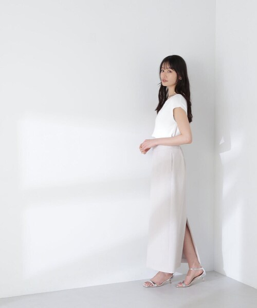NATURAL BEAUTY BASIC(ナチュラルビューティーベーシック)の「◇リネンライクワイドベルトナロースカート(スカート・レディース・ベージュ/チャコールグレー/オリーブ・MEDIUM/SMALL)」の4枚目の写真