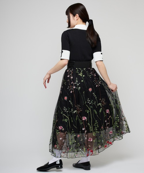 Narcissus（ナルシス）の「【Narcissus】フラワーチュールスカート（スカート・レディース・ブラック/ピンク・FREE）」の4枚目の写真