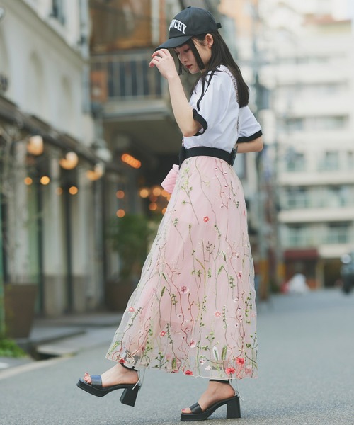 Narcissus（ナルシス）の「【Narcissus】フラワーチュールスカート（スカート・レディース・ブラック/ピンク・FREE）」の8枚目の写真