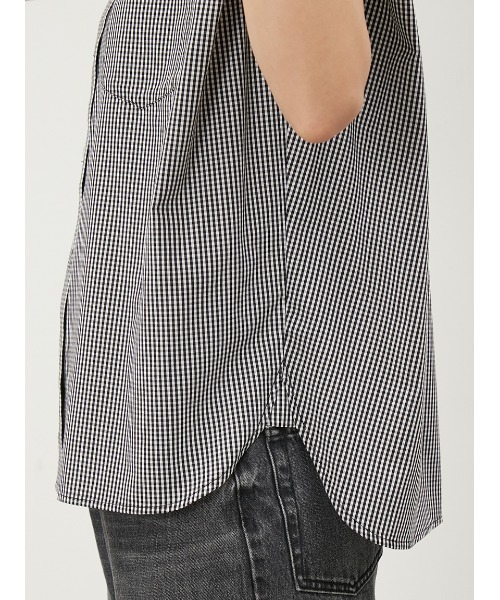 Mila Owen(ミラオーウェン)の「肩タックフレンチスリーブブラウス【手洗い可能】(シャツ/ブラウス・レディース・チェック/ホワイト/チャコールグレー/オリーブ・0/1)」の11枚目の写真