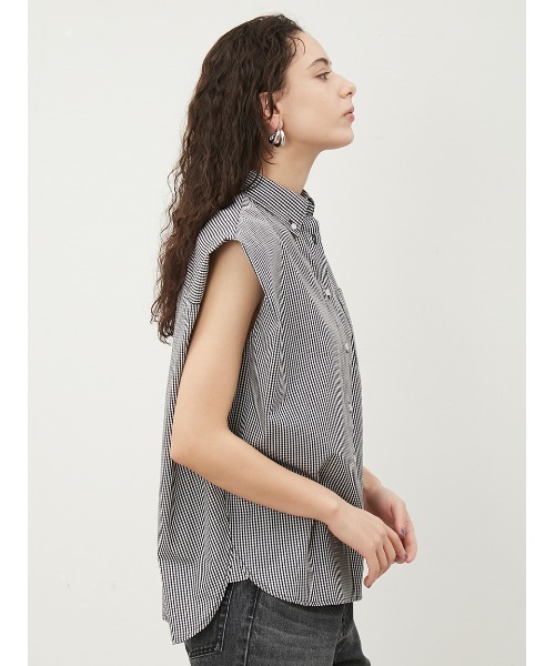 Mila Owen(ミラオーウェン)の「肩タックフレンチスリーブブラウス【手洗い可能】(シャツ/ブラウス・レディース・チェック/ホワイト/チャコールグレー/オリーブ・0/1)」の7枚目の写真