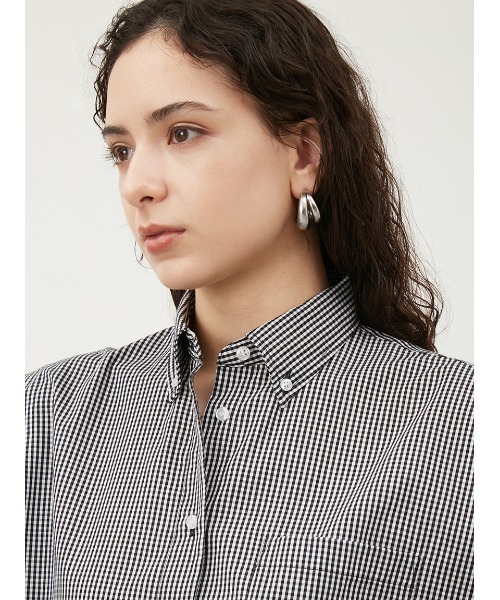 Mila Owen(ミラオーウェン)の「肩タックフレンチスリーブブラウス【手洗い可能】(シャツ/ブラウス・レディース・チェック/ホワイト/チャコールグレー/オリーブ・0/1)」の8枚目の写真