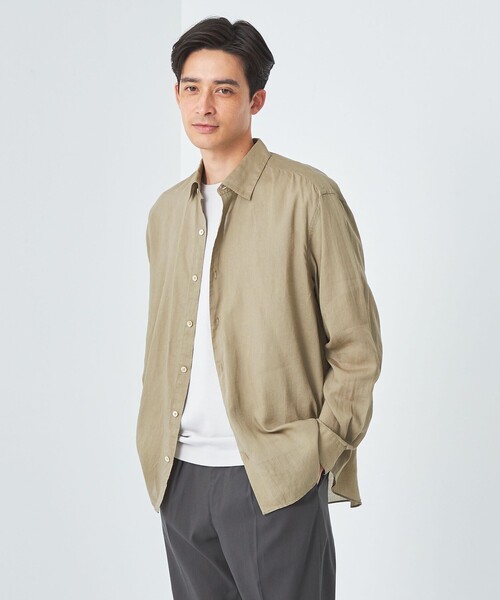 green label relaxing（グリーンレーベルリラクシング）の「ラミーセルロース リラックス レギュラーカラー シャツ（シャツ/ブラウス・メンズ・ライトピンク/ベージュ/ライム・XL/M/S/L）」の2枚目の写真