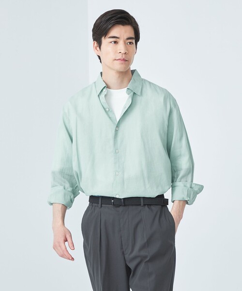 green label relaxing（グリーンレーベルリラクシング）の「ラミーセルロース リラックス レギュラーカラー シャツ（シャツ/ブラウス・メンズ・ライトピンク/ベージュ/ライム・XL/M/S/L）」の3枚目の写真