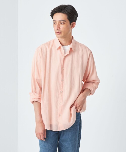 green label relaxing（グリーンレーベルリラクシング）の「ラミーセルロース リラックス レギュラーカラー シャツ（シャツ/ブラウス・メンズ・ライトピンク/ベージュ/ライム・XL/M/S/L）」の5枚目の写真