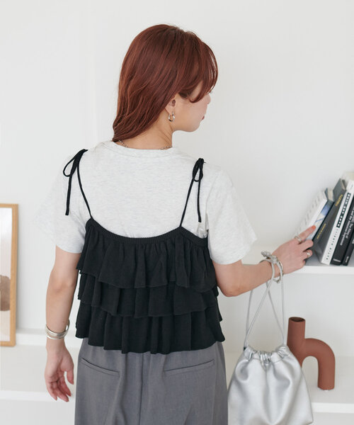 セール】【新色追加/WEB限定】フリルニットビスチェ（キャミソール