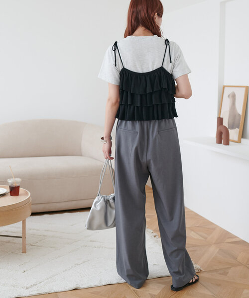 DISCOAT（ディスコート）の「【新色追加/WEB限定】フリルニットビスチェ（キャミソール・レディース・オレンジ/カーキ/ブラック/ブラウン/アイボリー・FREE）」の10枚目の写真