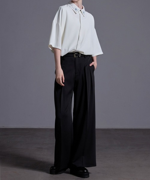 Loose/ルース(ルース)の「ドレープトロミ ワイドタックスラックス【24SS】(スラックス・メンズ・ライトグレー/ブラック・S/M/L/XS)」の14枚目の写真