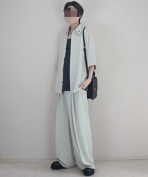 lemontéa オリジナルスラックス ドレープトロミ ワイドタックスラックス【24SS】（スラックス