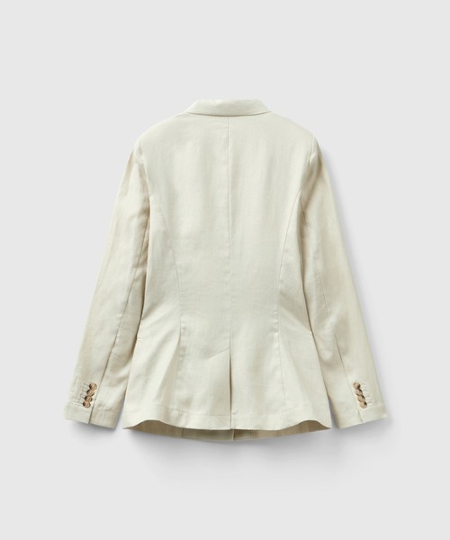 BENETTON (UNITED COLORS OF BENETTON)(ベネトンユナイテッドカラーズオブベネトン)の「リネン100%3ボタンテーラードジャケット(テーラードジャケット・レディース・ブラック/ライトベージュ/ホワイト/ピンクベージュ/カーキ/ブルー・38/40/42/36)」の10枚目の写真