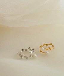 リーフデザインパールリング-leaf design pearl ring-