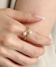 リーフデザインパールリング-leaf design pearl ring-