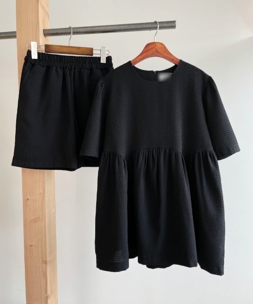 sakishimatokyo（サキシマトーキョー）の「ワッフル柄 ショートパンツ/セットアップ（セットアップ・レディース・アイボリー/ブラック/ネイビー・FREE）」の4枚目の写真