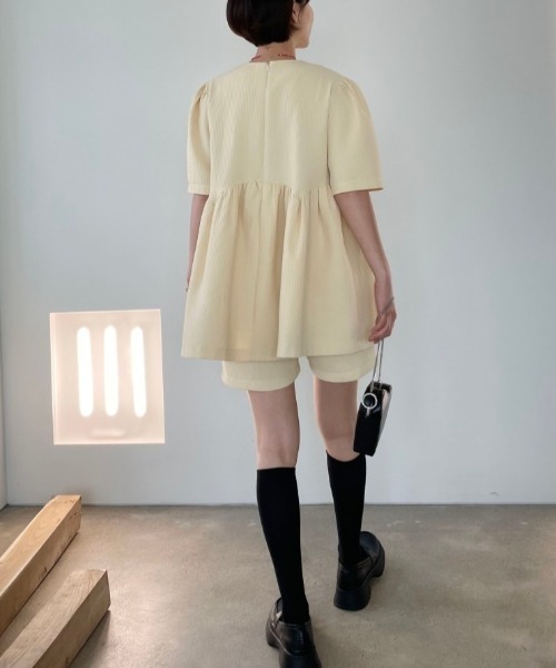 sakishimatokyo（サキシマトーキョー）の「ワッフル柄 ショートパンツ/セットアップ（セットアップ・レディース・アイボリー/ブラック/ネイビー・FREE）」の7枚目の写真