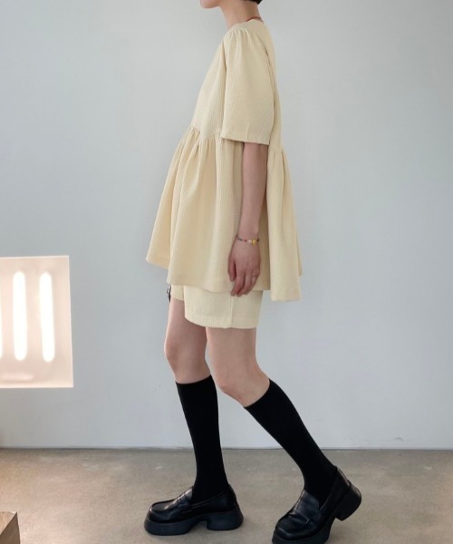 sakishimatokyo（サキシマトーキョー）の「ワッフル柄 ショートパンツ/セットアップ（セットアップ・レディース・アイボリー/ブラック/ネイビー・FREE）」の8枚目の写真