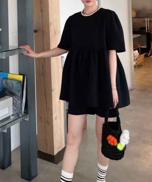 sakishimatokyo（サキシマトーキョー）の「ワッフル柄 ショートパンツ/セットアップ（セットアップ・レディース・アイボリー/ブラック/ネイビー・FREE）」の11枚目の写真