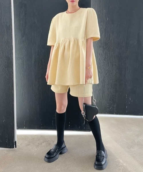 sakishimatokyo（サキシマトーキョー）の「ワッフル柄 ショートパンツ/セットアップ（セットアップ・レディース・アイボリー/ブラック/ネイビー・FREE）」の17枚目の写真