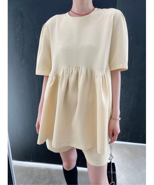 sakishimatokyo（サキシマトーキョー）の「ワッフル柄 ショートパンツ/セットアップ（セットアップ・レディース・アイボリー/ブラック/ネイビー・FREE）」の18枚目の写真