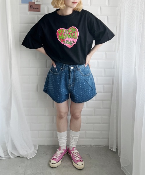 セール】ハートドットデニムショートパンツ（デニムパンツ）｜SOLLON
