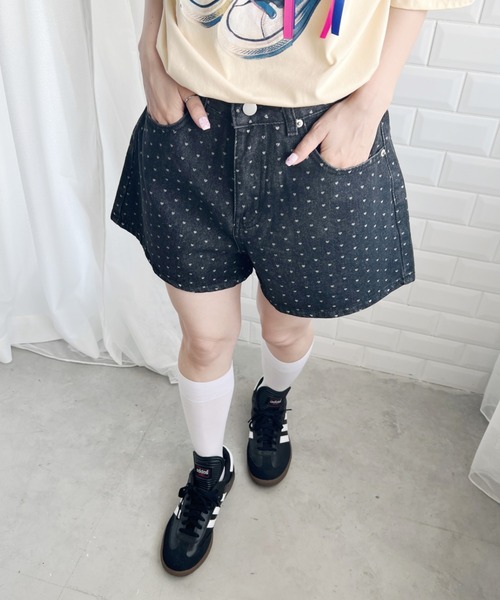 セール】ハートドットデニムショートパンツ（デニムパンツ）｜SOLLON
