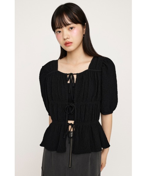 SLY（スライ）の「2WAY SHIRRING BL 2ウェイ シャーリング ブラウス（シャツ/ブラウス・レディース・ブラック/アイボリー/ライトグリーン・FREE）」の17枚目の写真