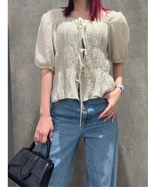 LIten リテン Shirring BL シャーリング ブラウス SLY | FRONT ZIP SHIRRING ブラウス (シャツ・ブラウス ) |SHEL