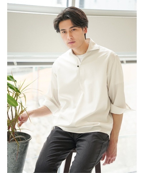 タカキュー TechLinen 7分袖カプリシャツ(シャツ/ブラウス)|TAKA-Q(タカキュー) タカキュー TechLinen 7分袖カプリシャツ(シャツ/ブラウス)|TAKA-Q(タカキュー)