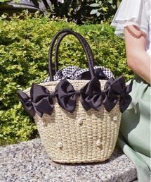 axes femme POETIQUE | リボン雑材風バッグ(かごバッグ)