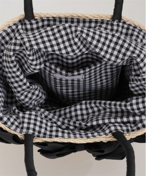 axes femme POETIQUE（アクシーズファムポエティック）の「リボン雑材風バッグ（かごバッグ・レディース・ピンク/ブラック・FREE）」の11枚目の写真