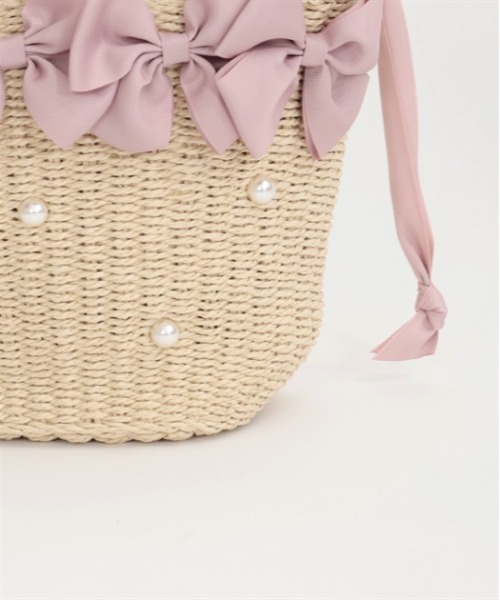 axes femme POETIQUE（アクシーズファムポエティック）の「リボン雑材風バッグ（かごバッグ・レディース・ピンク/ブラック・FREE）」の18枚目の写真