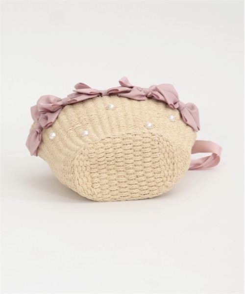 axes femme POETIQUE（アクシーズファムポエティック）の「リボン雑材風バッグ（かごバッグ・レディース・ピンク/ブラック・FREE）」の22枚目の写真