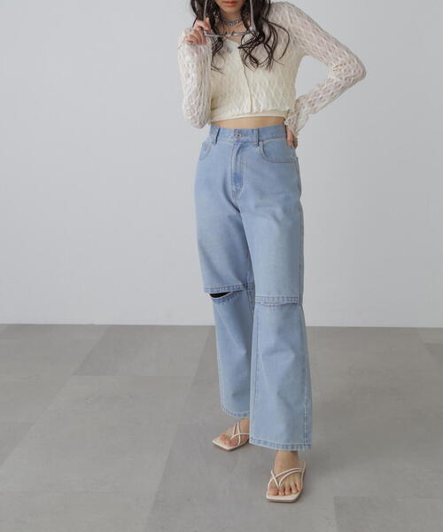 FREE'S MART（フリーズマート）の「◇シアーチュールカーディガン（カーディガン/ボレロ・レディース・ピンク/ホワイト/ブラック/ブルー/オレンジ・FREE）」の9枚目の写真