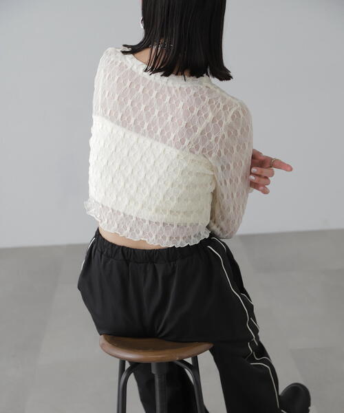 FREE'S MART（フリーズマート）の「◇シアーチュールカーディガン（カーディガン/ボレロ・レディース・ピンク/ホワイト/ブラック/ブルー/オレンジ・FREE）」の14枚目の写真