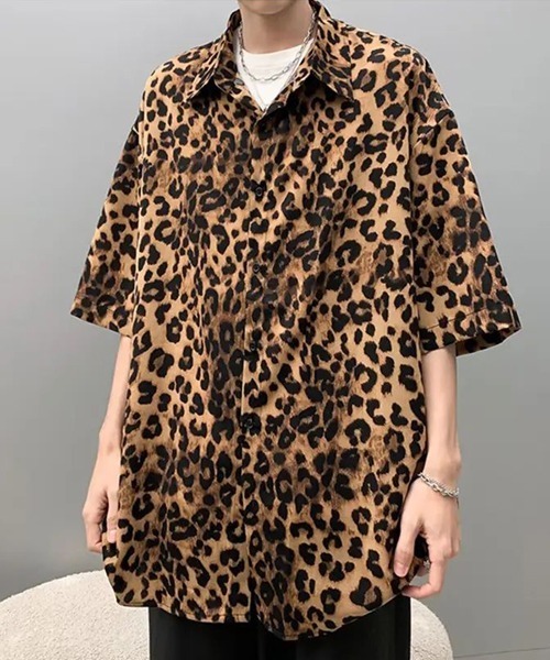 ヒョウ柄オーバーサイズ半袖シャツ ヒョウ柄オーバーサイズ半袖シャツ(NEZ)（シャツ/ブラウス